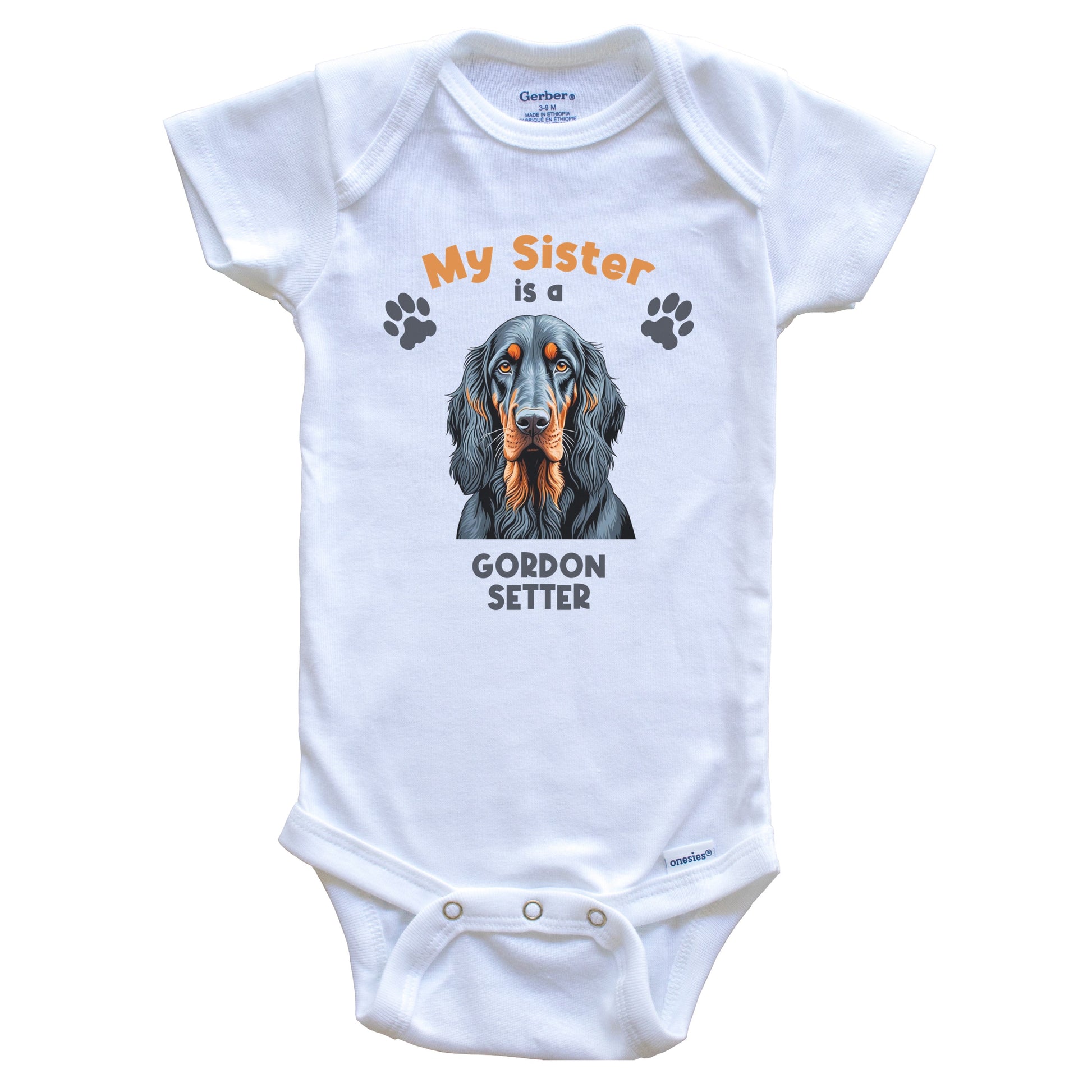 My Sister Is A Gordon Setter Cute Dog Breed Baby Bodysuit