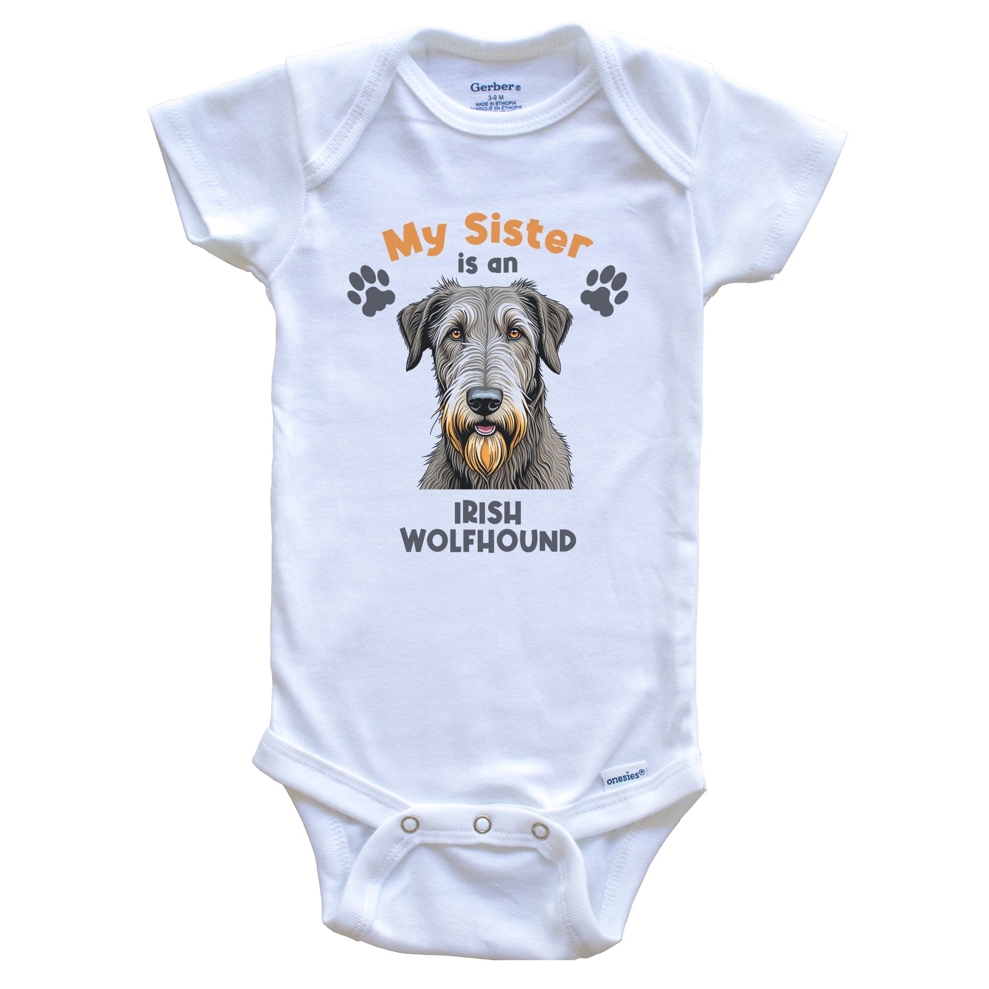 My Sister Is An Irish Wolfhound Cute Dog Breed Baby Bodysuit