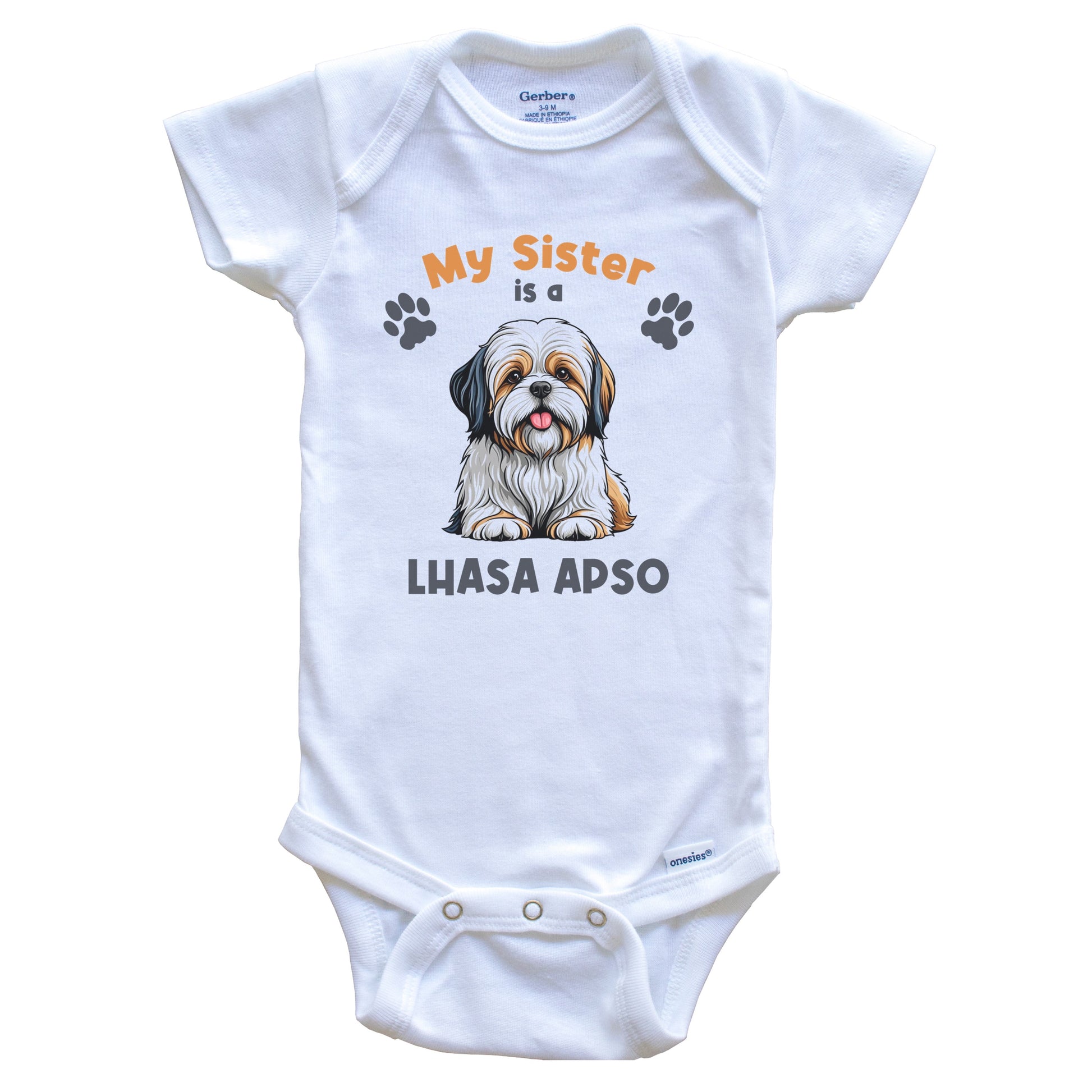 My Sister Is A Lhasa Apso Cute Dog Breed Baby Bodysuit