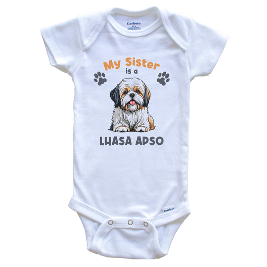 My Sister Is A Lhasa Apso Cute Dog Breed Baby Bodysuit