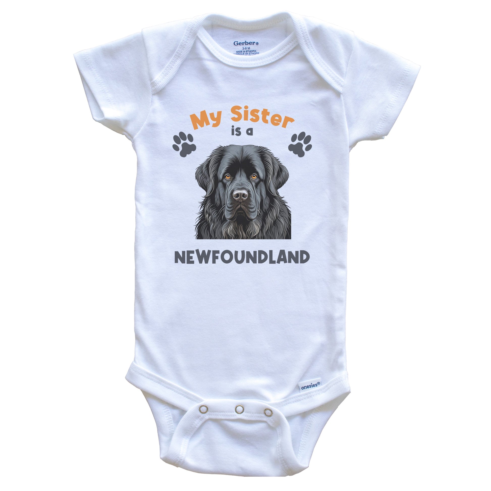 My Sister Is A Newfoundland Cute Dog Breed Baby Bodysuit