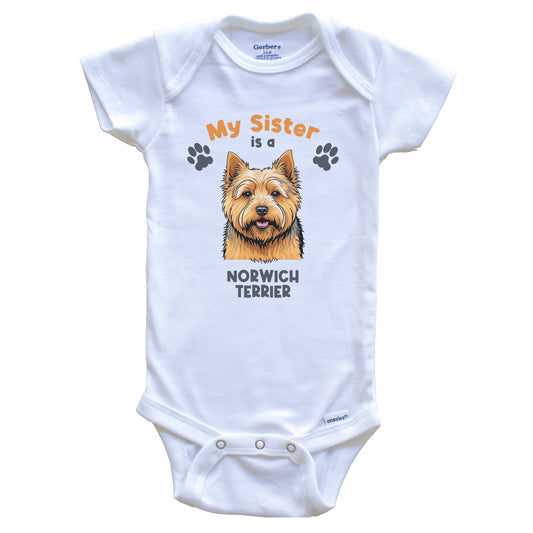 My Sister Is A Norwich Terrier Cute Dog Breed Baby Bodysuit