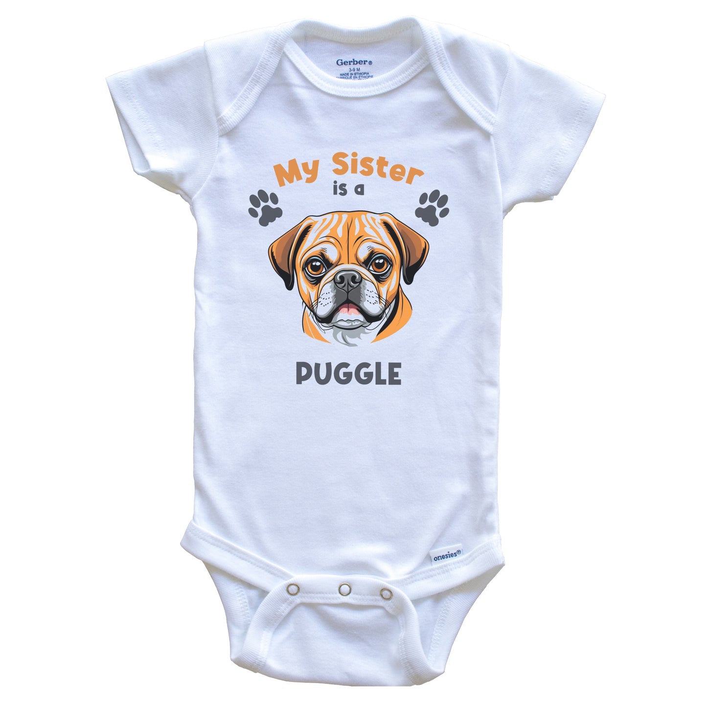 My Sister Is A Puggle Cute Dog Breed Baby Bodysuit