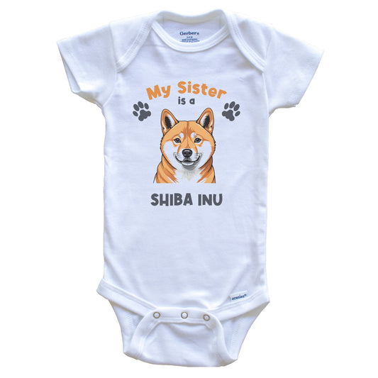 My Sister Is A Shiba Inu Cute Dog Breed Baby Bodysuit