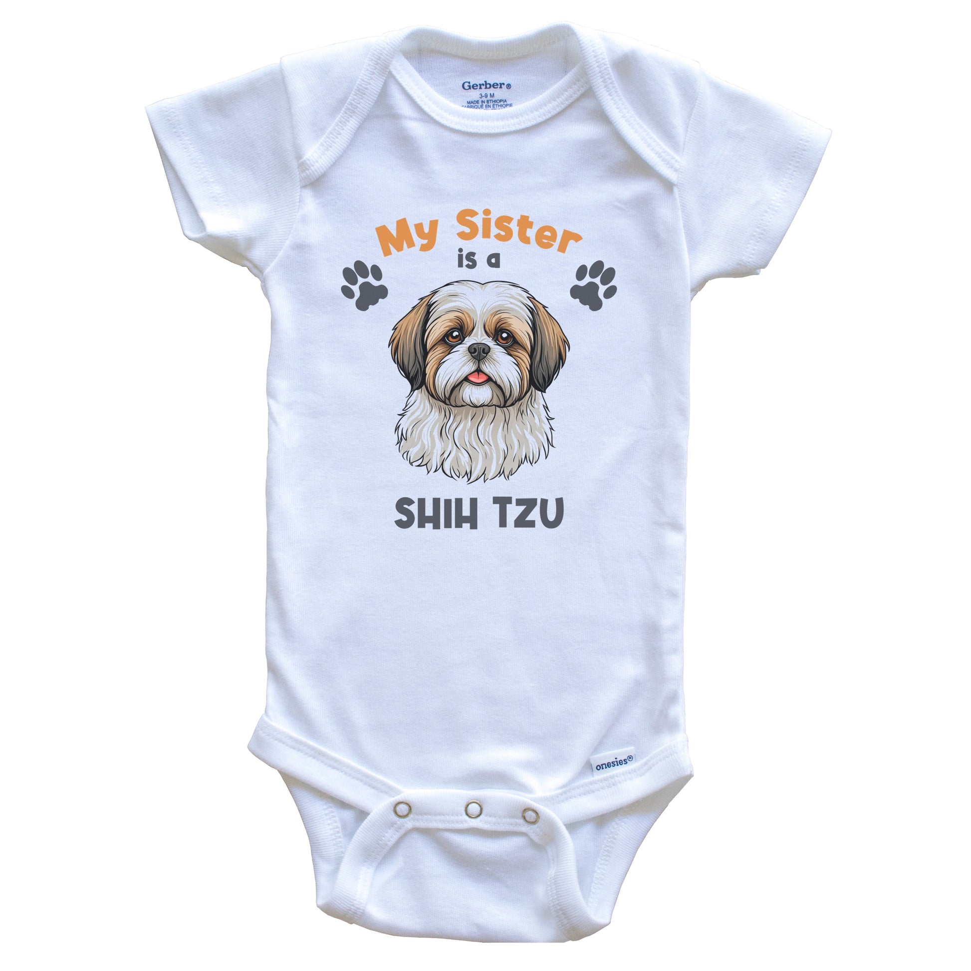 My Sister Is A Shih Tzu Cute Dog Breed Baby Bodysuit