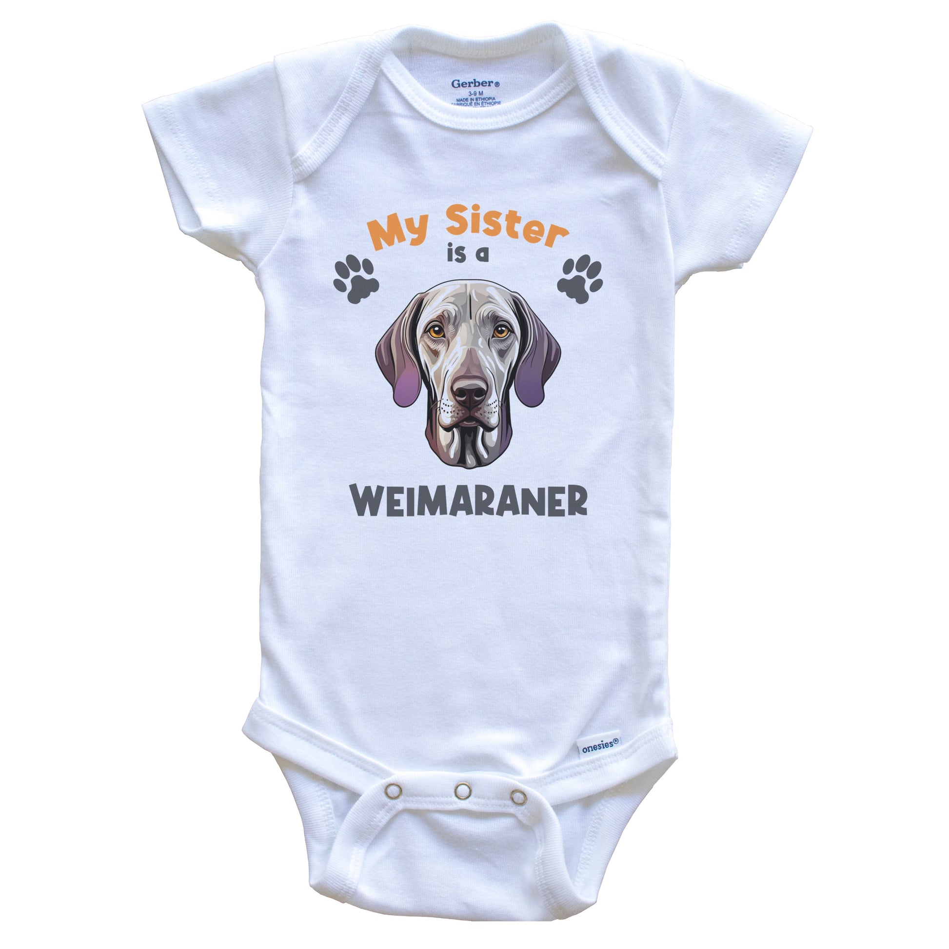 My Sister Is A Weimaraner Cute Dog Breed Baby Bodysuit
