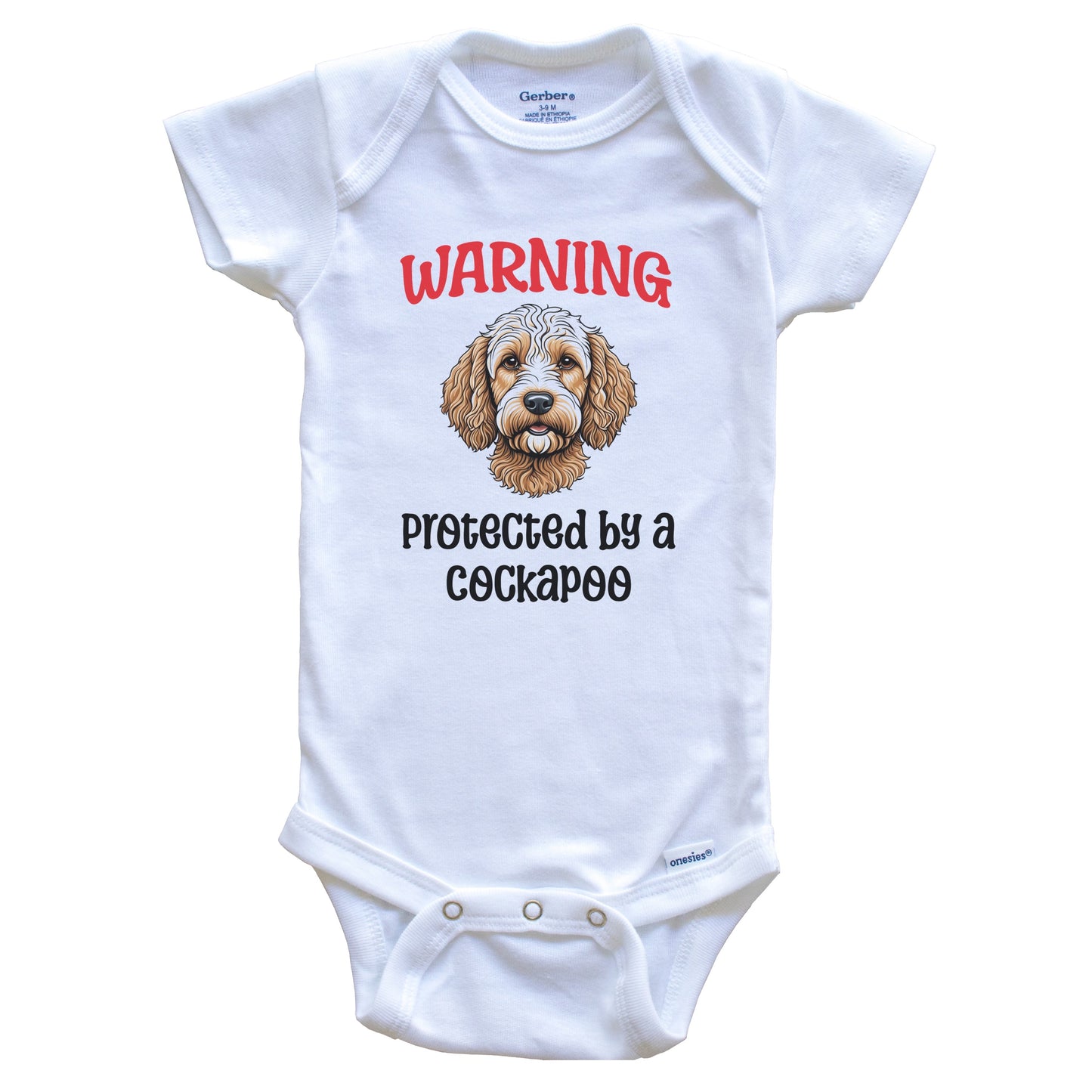 Warning Protected By A Cockapoo Funny Dog Breed Baby Bodysuit