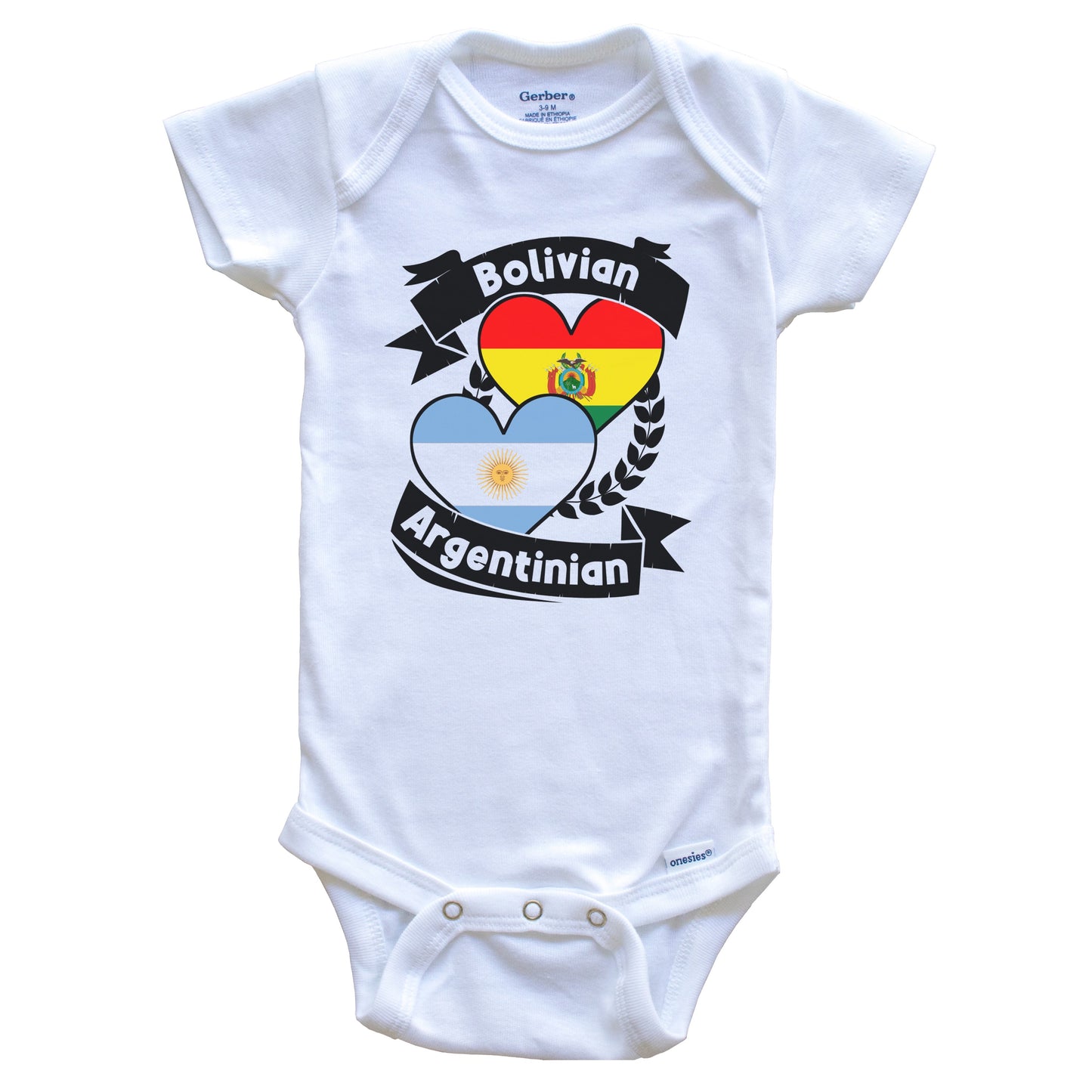 Bolivian Argentinian Heart Flags Bolivia Argentina Baby Bodysuit