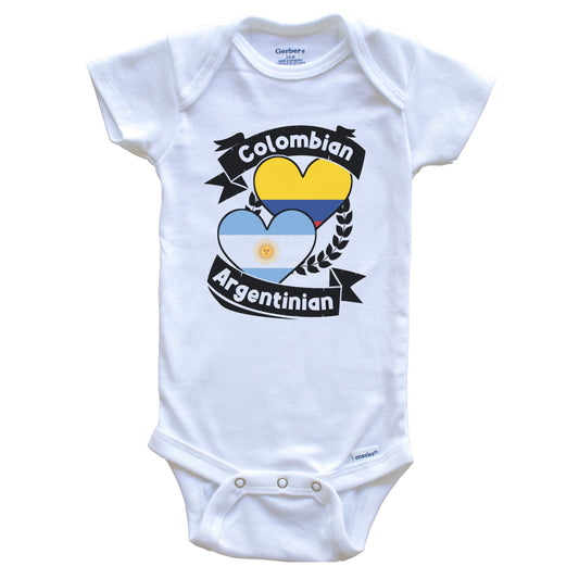 Colombian Argentinian Heart Flags Colombia Argentina Baby Bodysuit