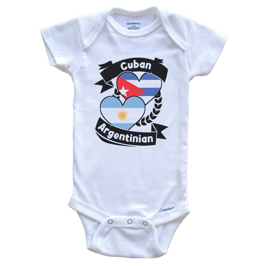 Cuban Argentinian Heart Flags Cuba Argentina Baby Bodysuit