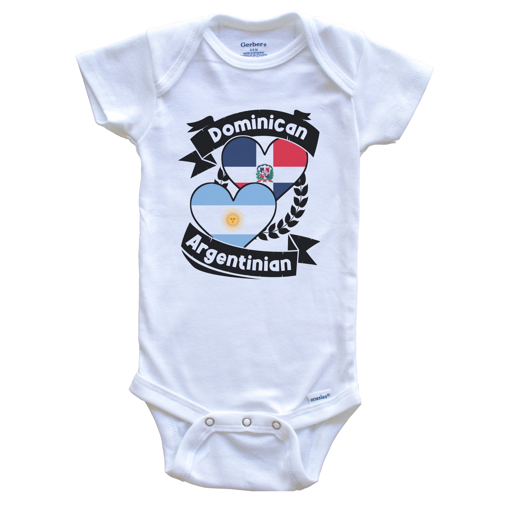 Dominican Argentinian Heart Flags Dominican Republic Argentina Baby Bodysuit
