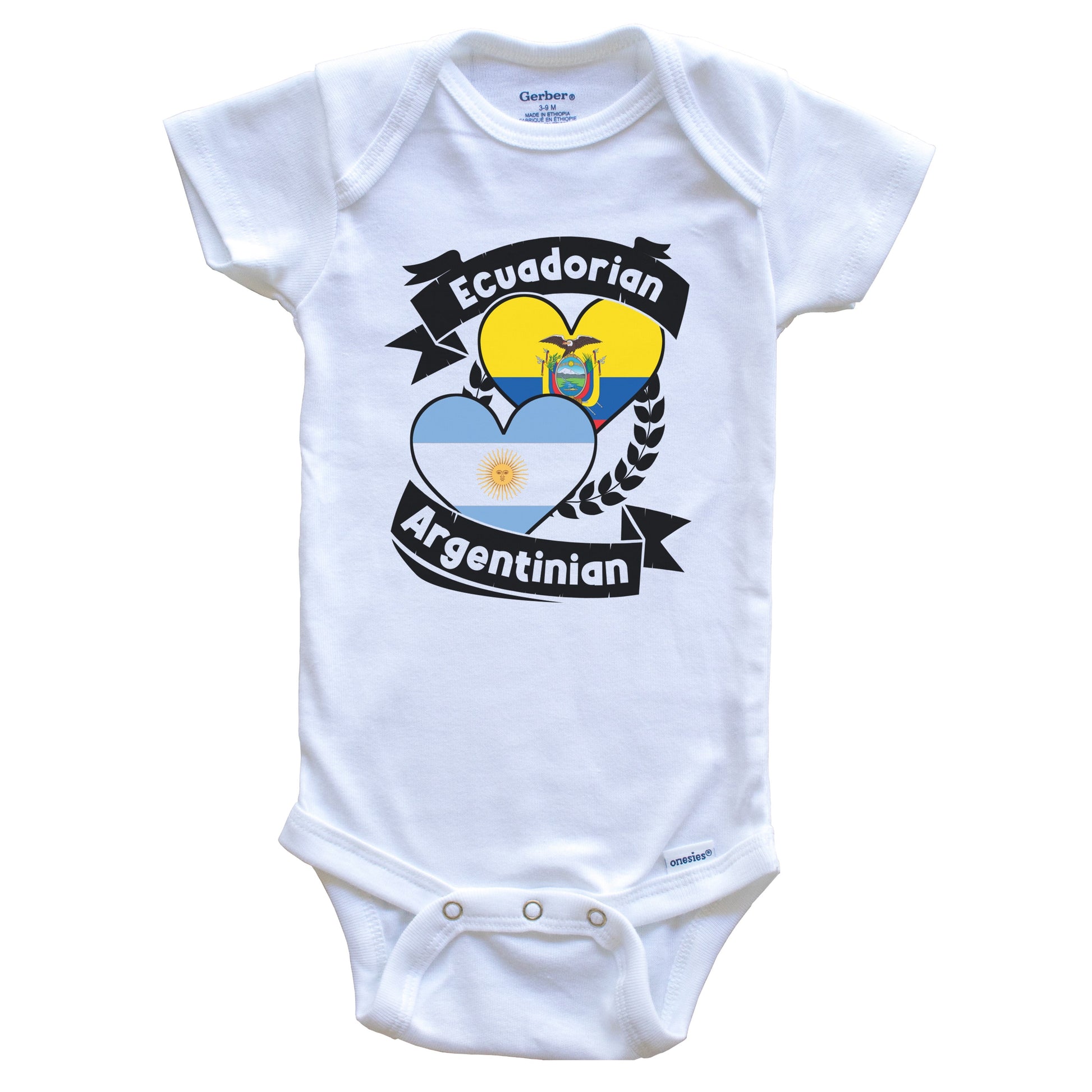 Ecuadorian Argentinian Heart Flags Ecuador Argentina Baby Bodysuit