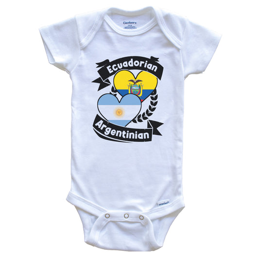 Ecuadorian Argentinian Heart Flags Ecuador Argentina Baby Bodysuit