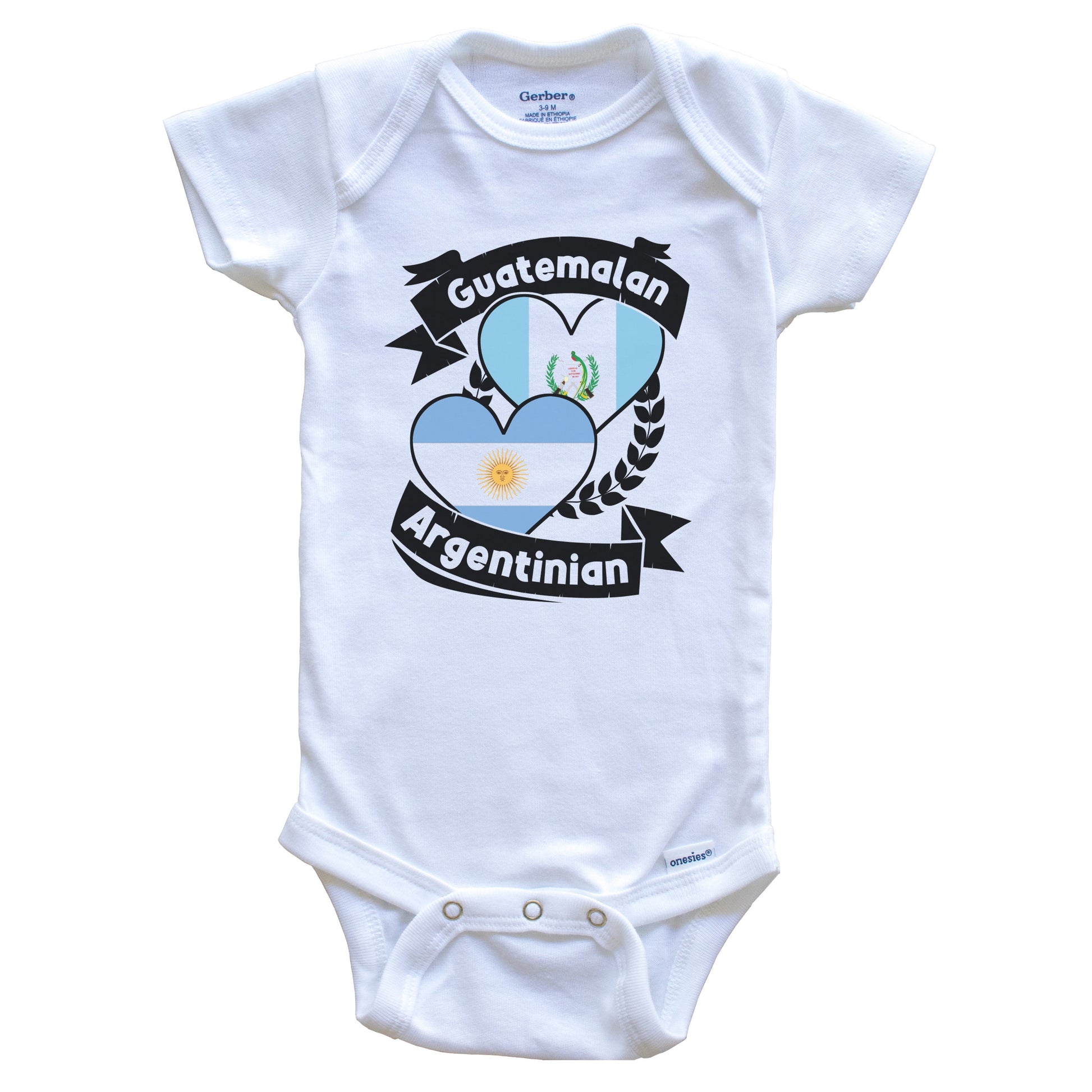 Guatemalan Argentinian Heart Flags Guatemala Argentina Baby Bodysuit