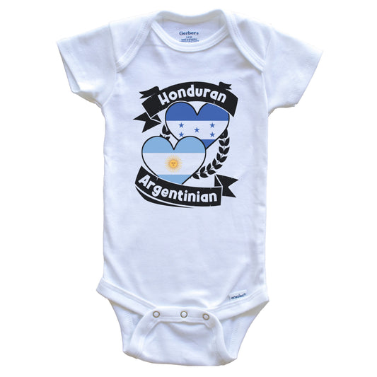 Honduran Argentinian Heart Flags Honduras Argentina Baby Bodysuit