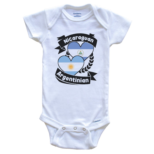 Nicaraguan Argentinian Heart Flags Nicaragua Argentina Baby Bodysuit