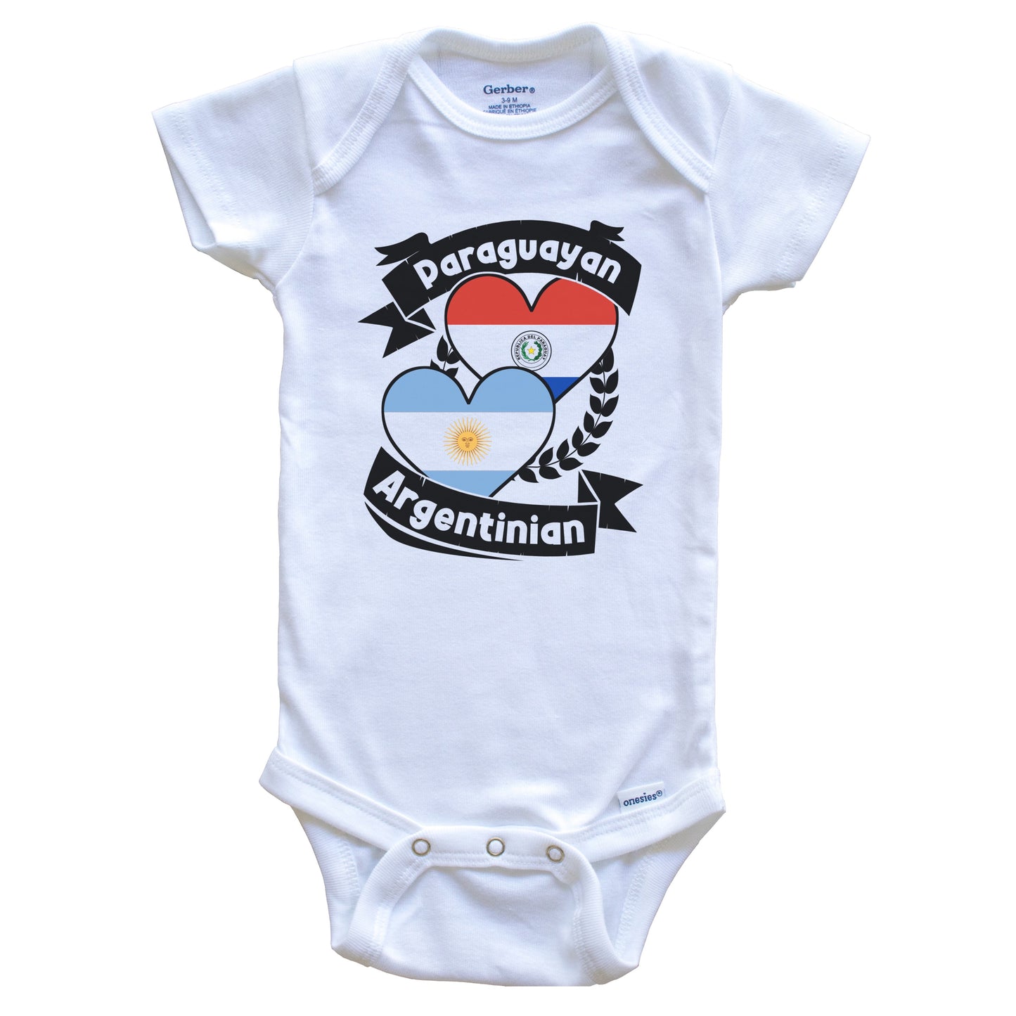 Paraguayan Argentinian Heart Flags Paraguay Argentina Baby Bodysuit