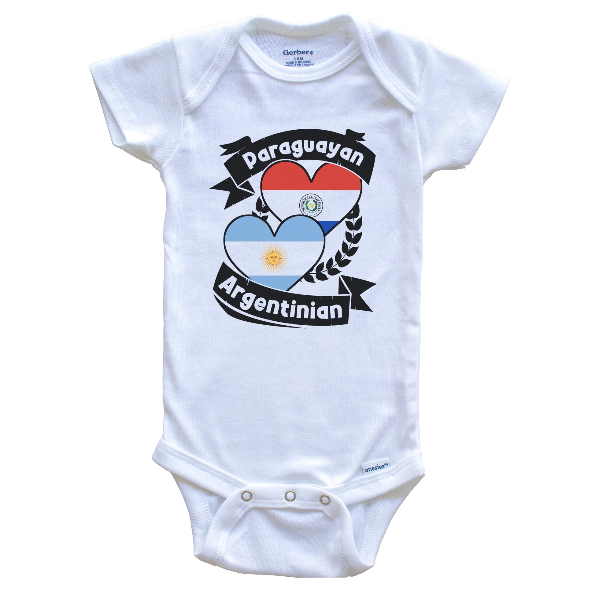 Paraguayan Argentinian Heart Flags Paraguay Argentina Baby Bodysuit