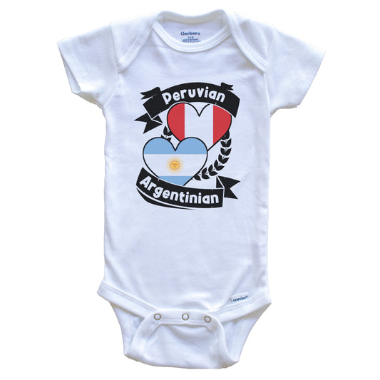 Peruvian Argentinian Heart Flags Peru Argentina Baby Bodysuit