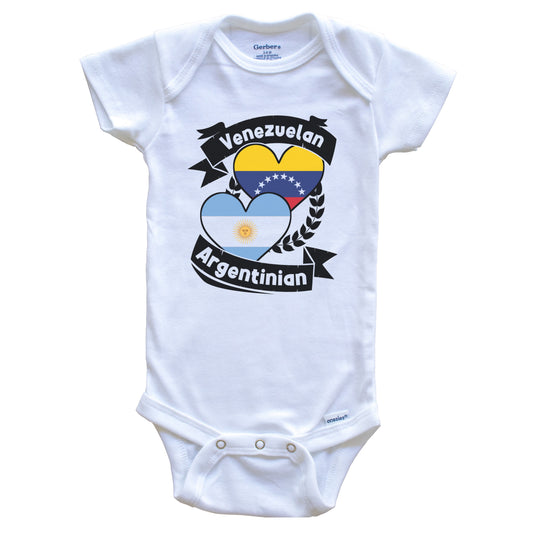 Venezuelan Argentinian Heart Flags Venezuela Argentina Baby Bodysuit