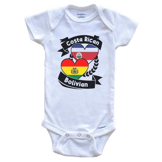 Costa Rican Bolivian Heart Flags Costa Rica Bolivia Baby Bodysuit