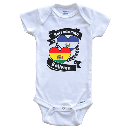 Salvadorian Bolivian Heart Flags El Salvador Bolivia Baby Bodysuit