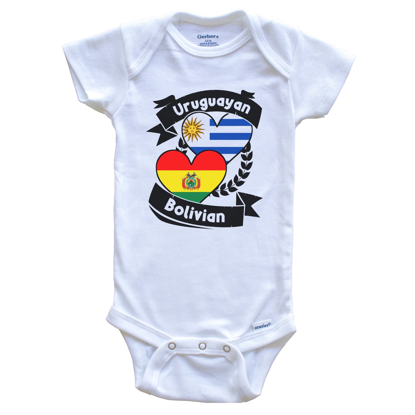 Uruguayan Bolivian Heart Flags Uruguay Bolivia Baby Bodysuit