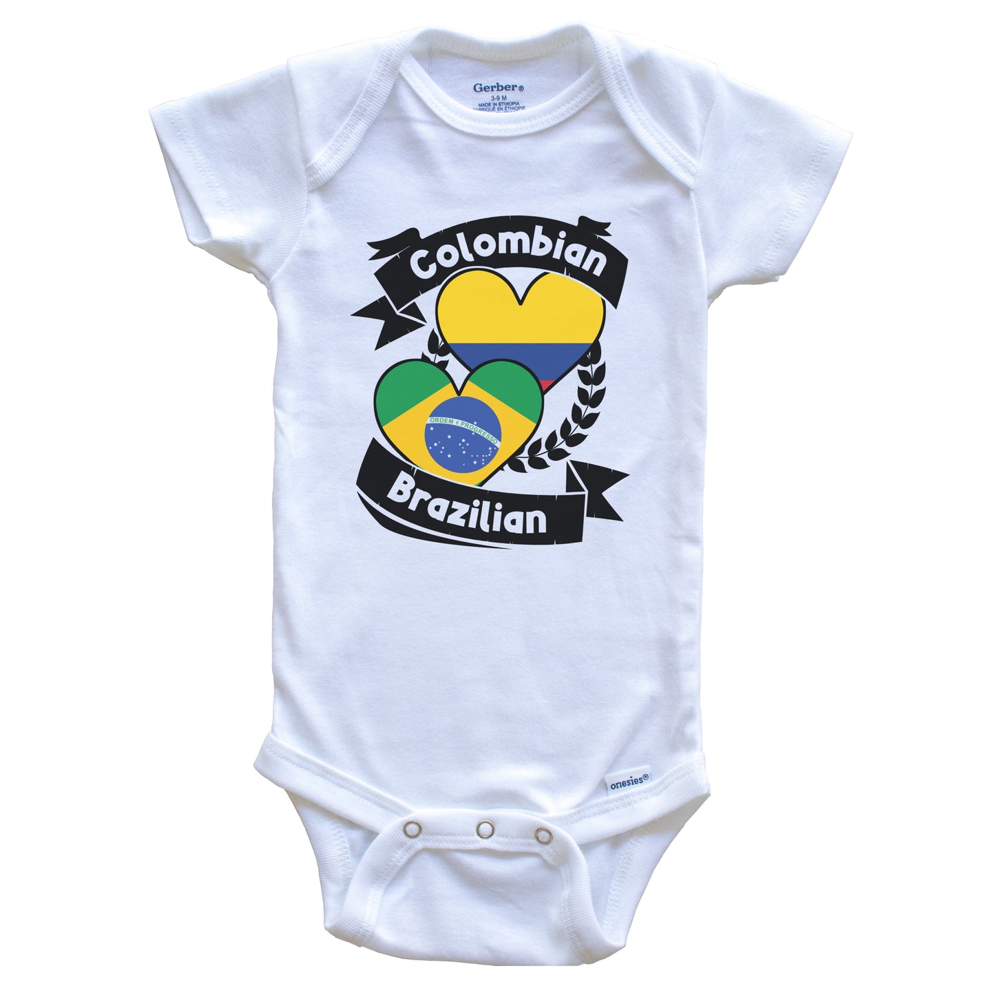 Colombian Brazilian Heart Flags Colombia Brazil Baby Bodysuit