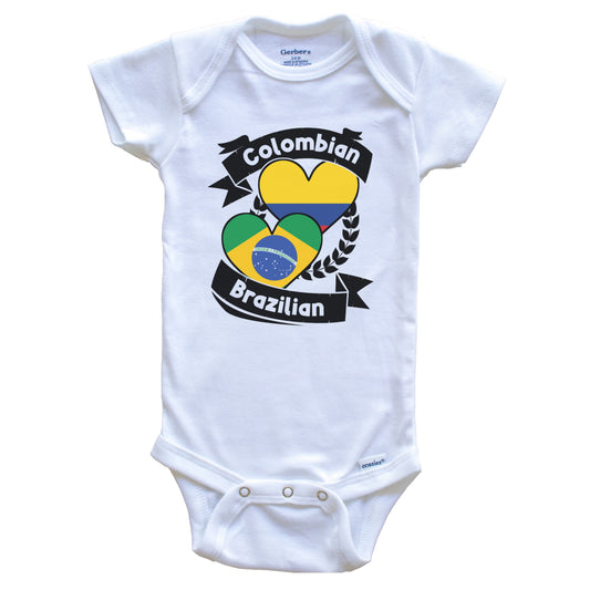 Colombian Brazilian Heart Flags Colombia Brazil Baby Bodysuit