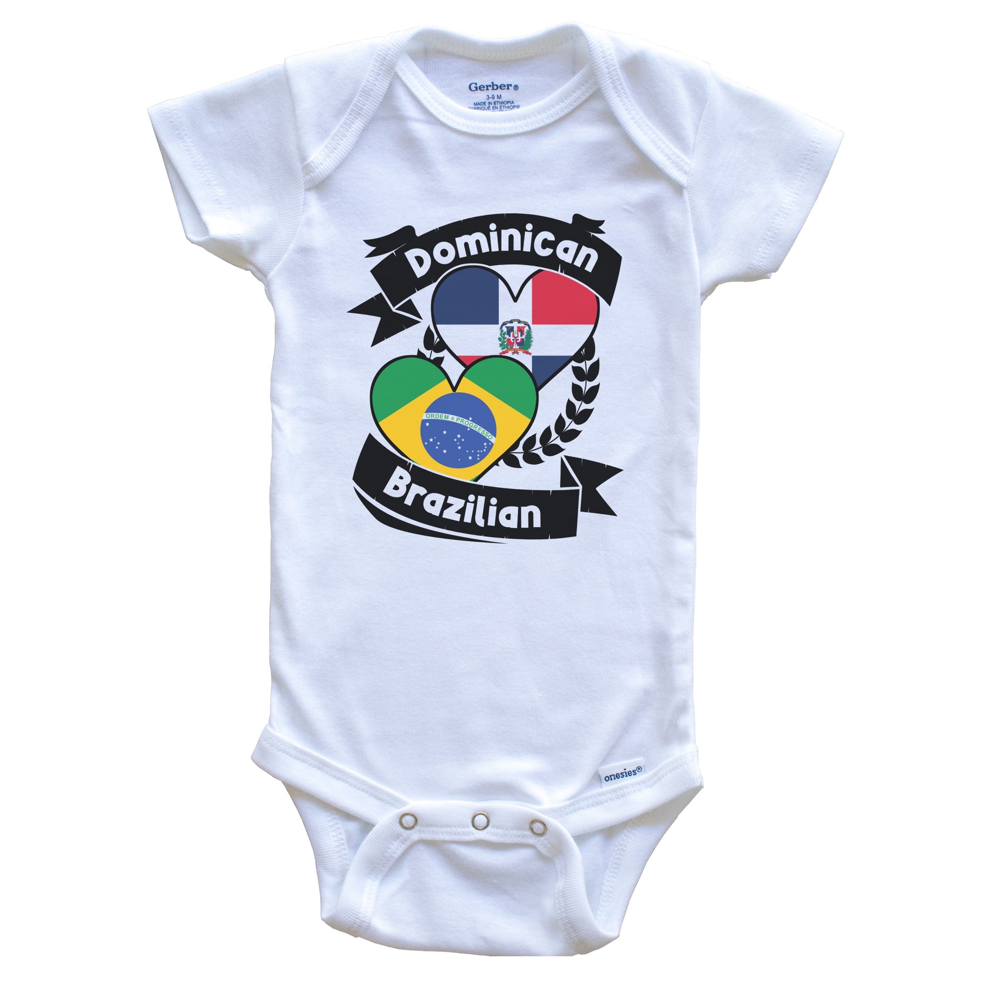 Dominican Brazilian Heart Flags Dominican Republic Brazil Baby Bodysuit