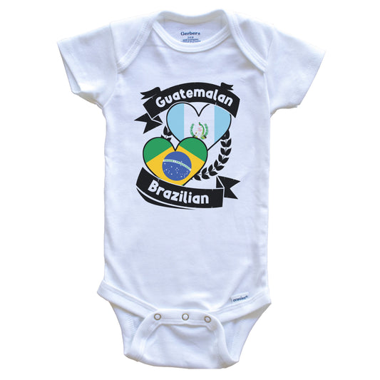 Guatemalan Brazilian Heart Flags Guatemala Brazil Baby Bodysuit