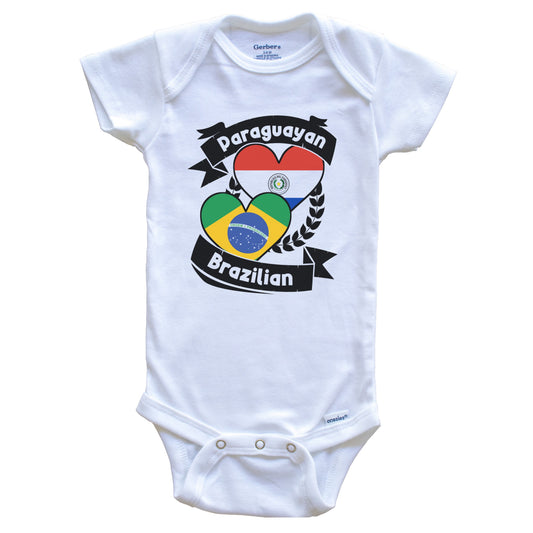 Paraguayan Brazilian Heart Flags Paraguay Brazil Baby Bodysuit