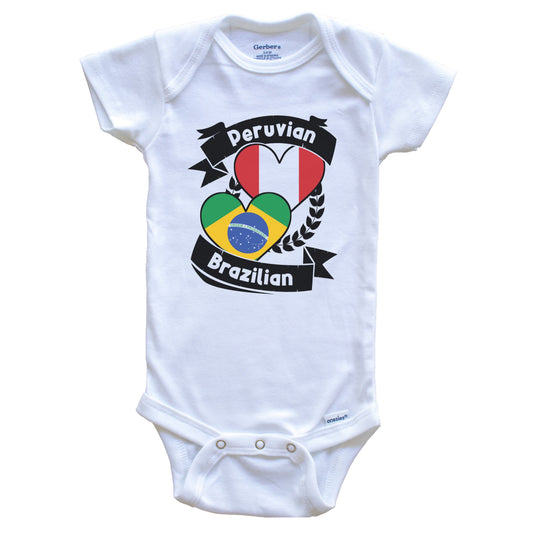 Peruvian Brazilian Heart Flags Peru Brazil Baby Bodysuit