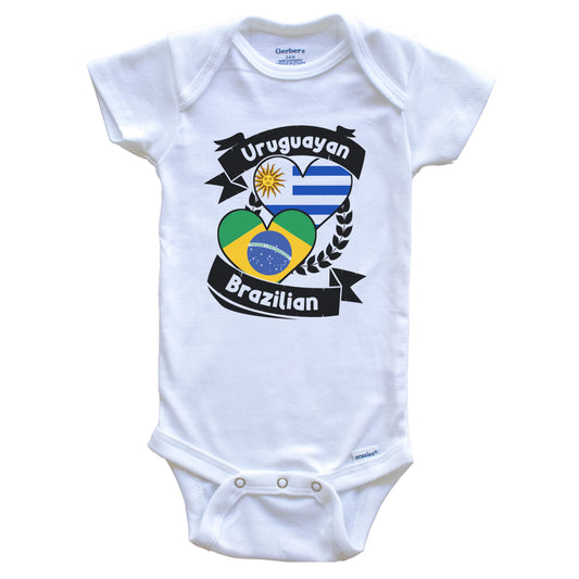 Uruguayan Brazilian Heart Flags Uruguay Brazil Baby Bodysuit