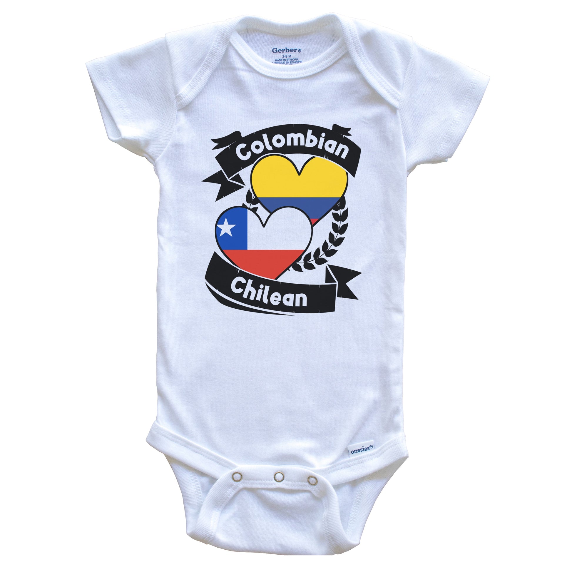 Colombian Chilean Heart Flags Colombia Chile Baby Bodysuit