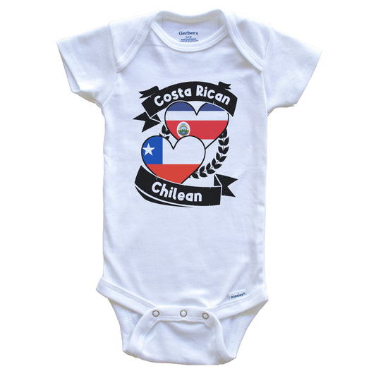 Costa Rican Chilean Heart Flags Costa Rica Chile Baby Bodysuit