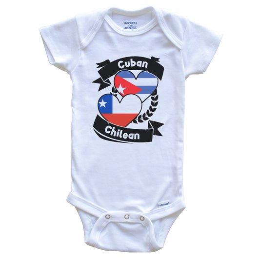 Cuban Chilean Heart Flags Cuba Chile Baby Bodysuit