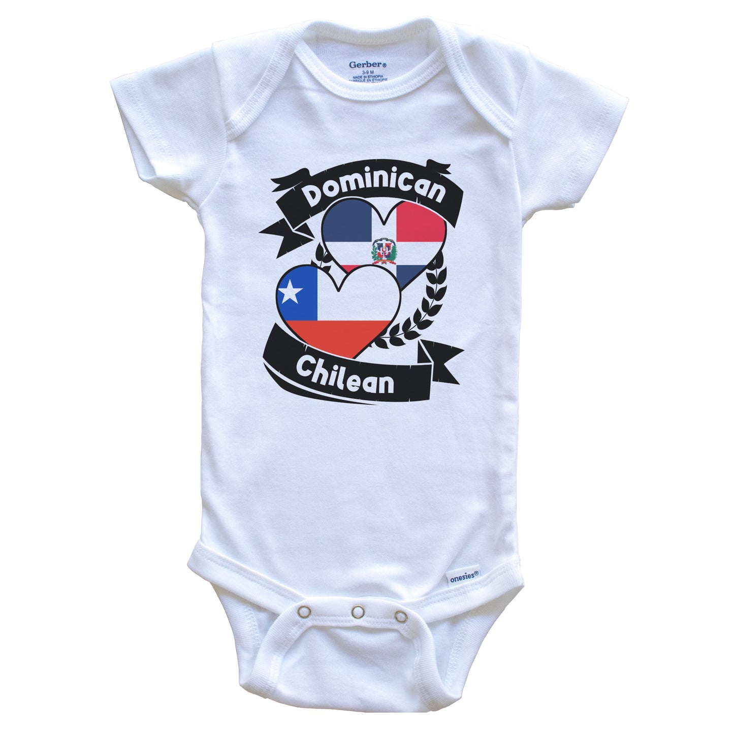 Dominican Chilean Heart Flags Dominican Republic Chile Baby Bodysuit