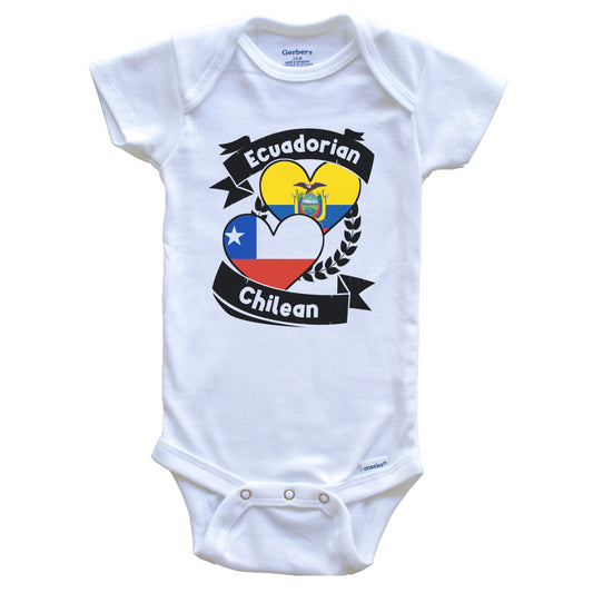 Ecuadorian Chilean Heart Flags Ecuador Chile Baby Bodysuit