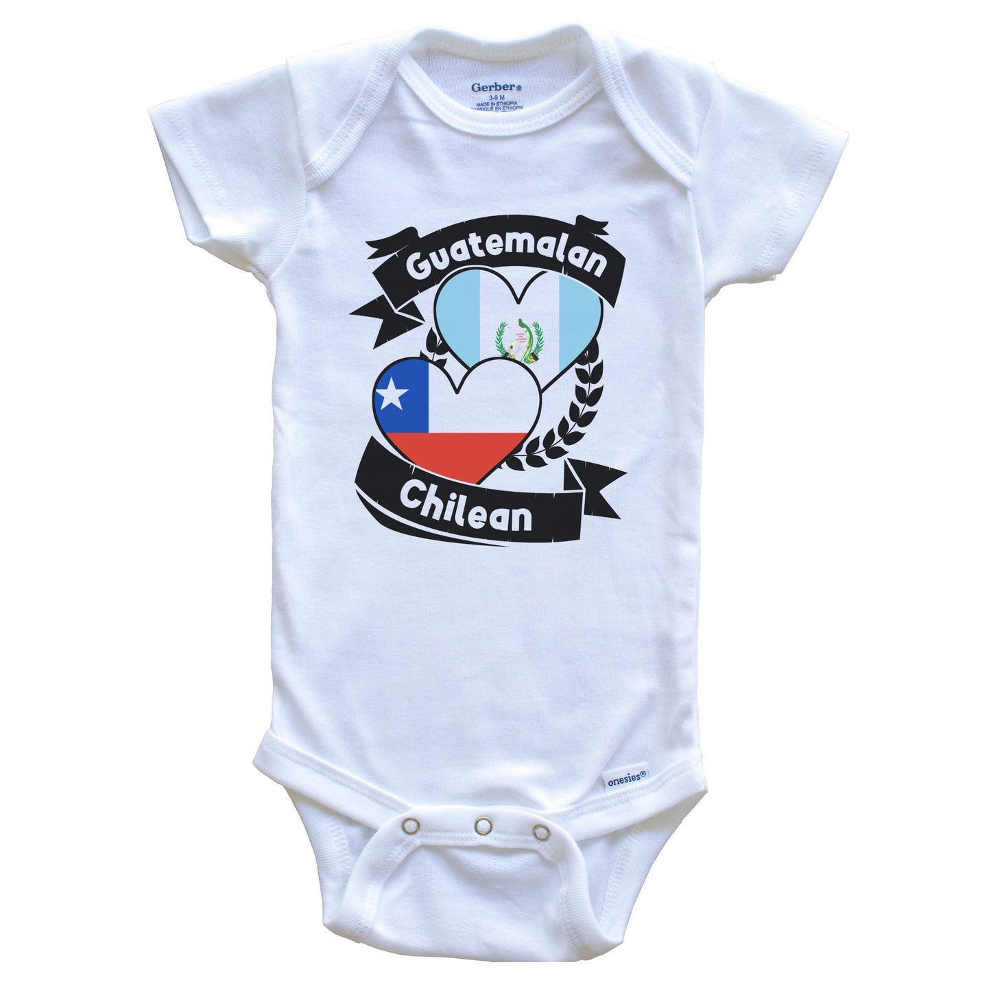 Guatemalan Chilean Heart Flags Guatemala Chile Baby Bodysuit