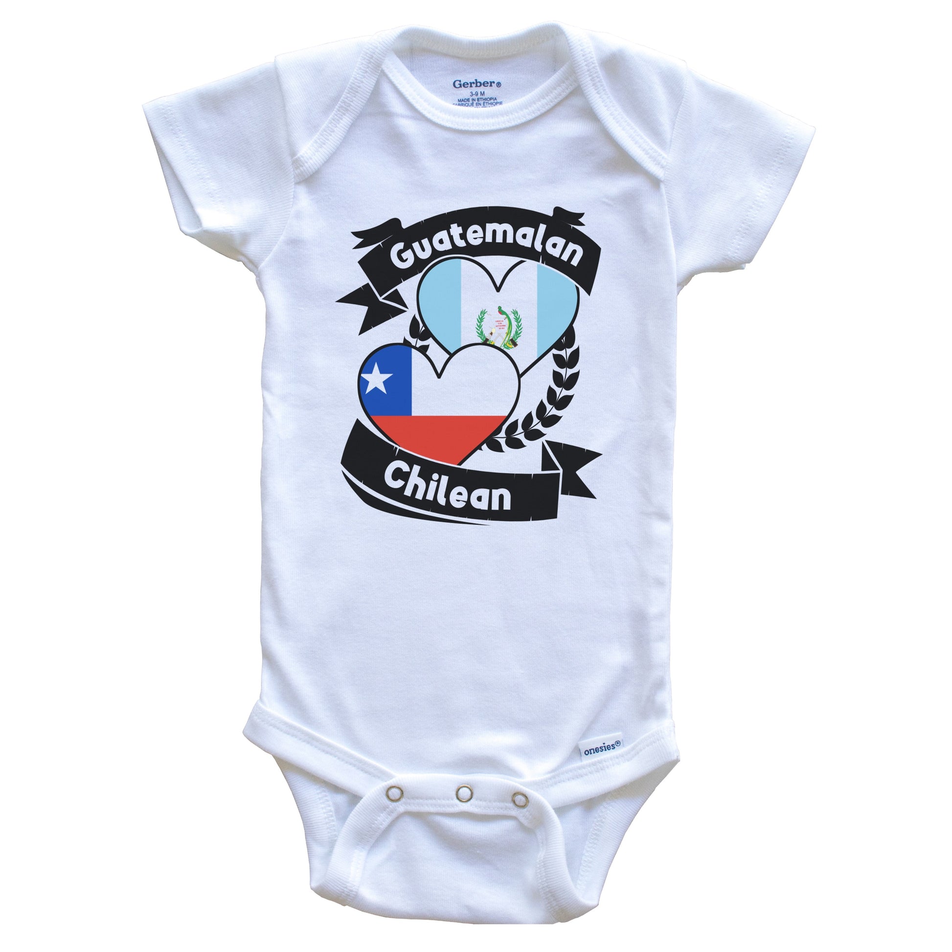 Guatemalan Chilean Heart Flags Guatemala Chile Baby Bodysuit