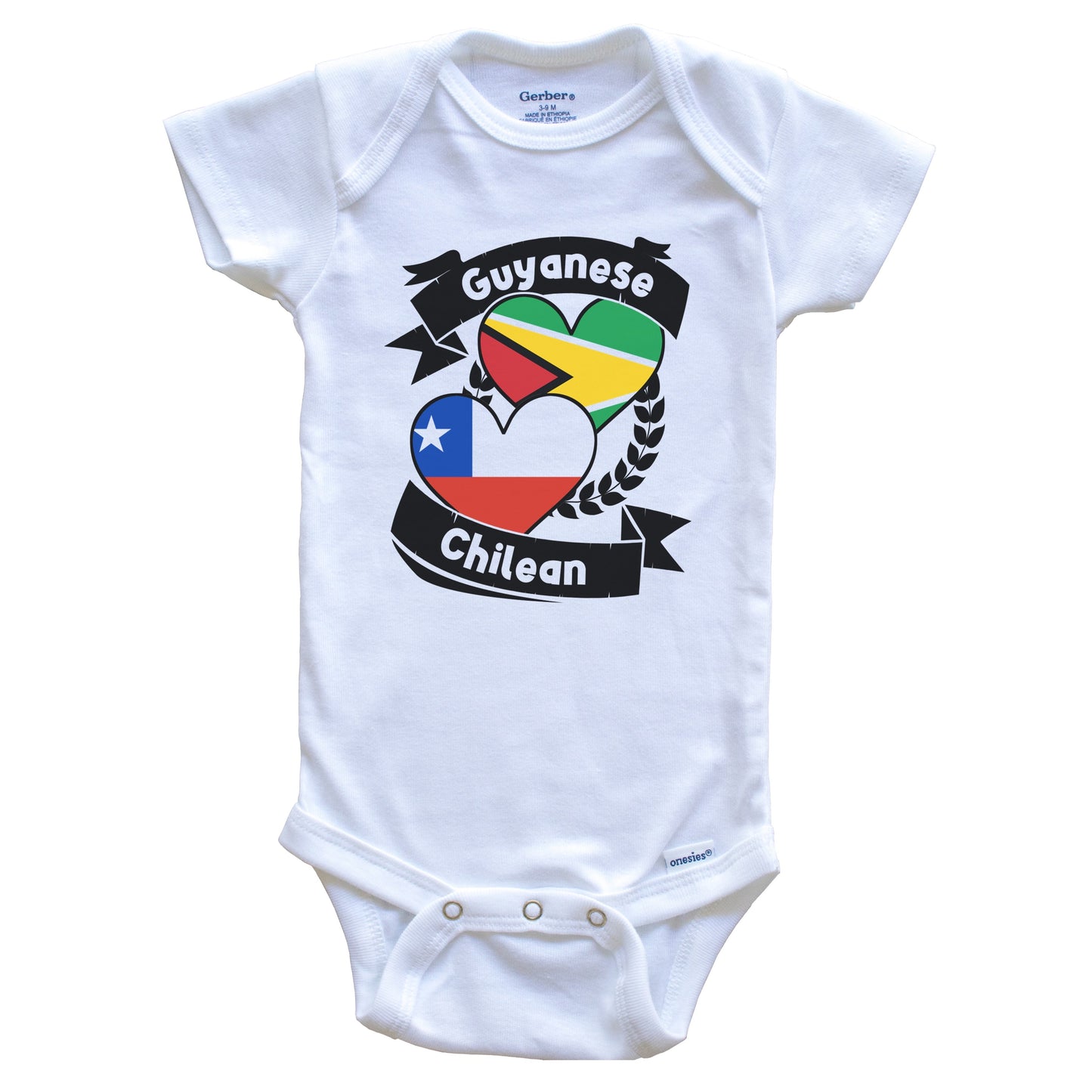 Guyanese Chilean Heart Flags Guyana Chile Baby Bodysuit