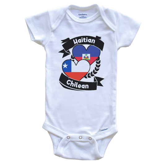 Haitian Chilean Heart Flags Haiti Chile Baby Bodysuit