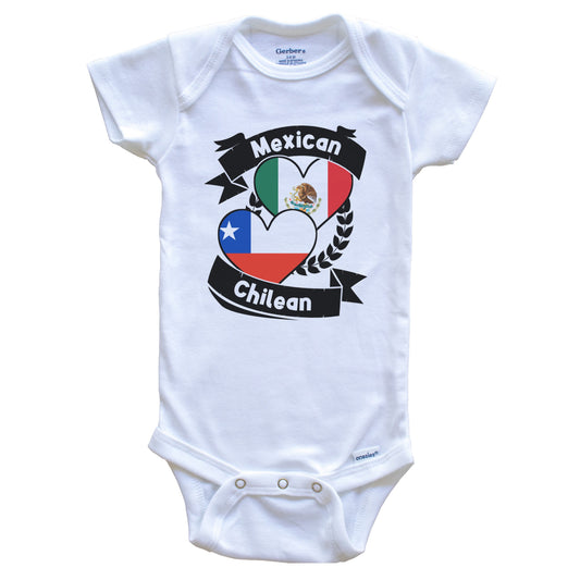 Mexican Chilean Heart Flags Mexico Chile Baby Bodysuit