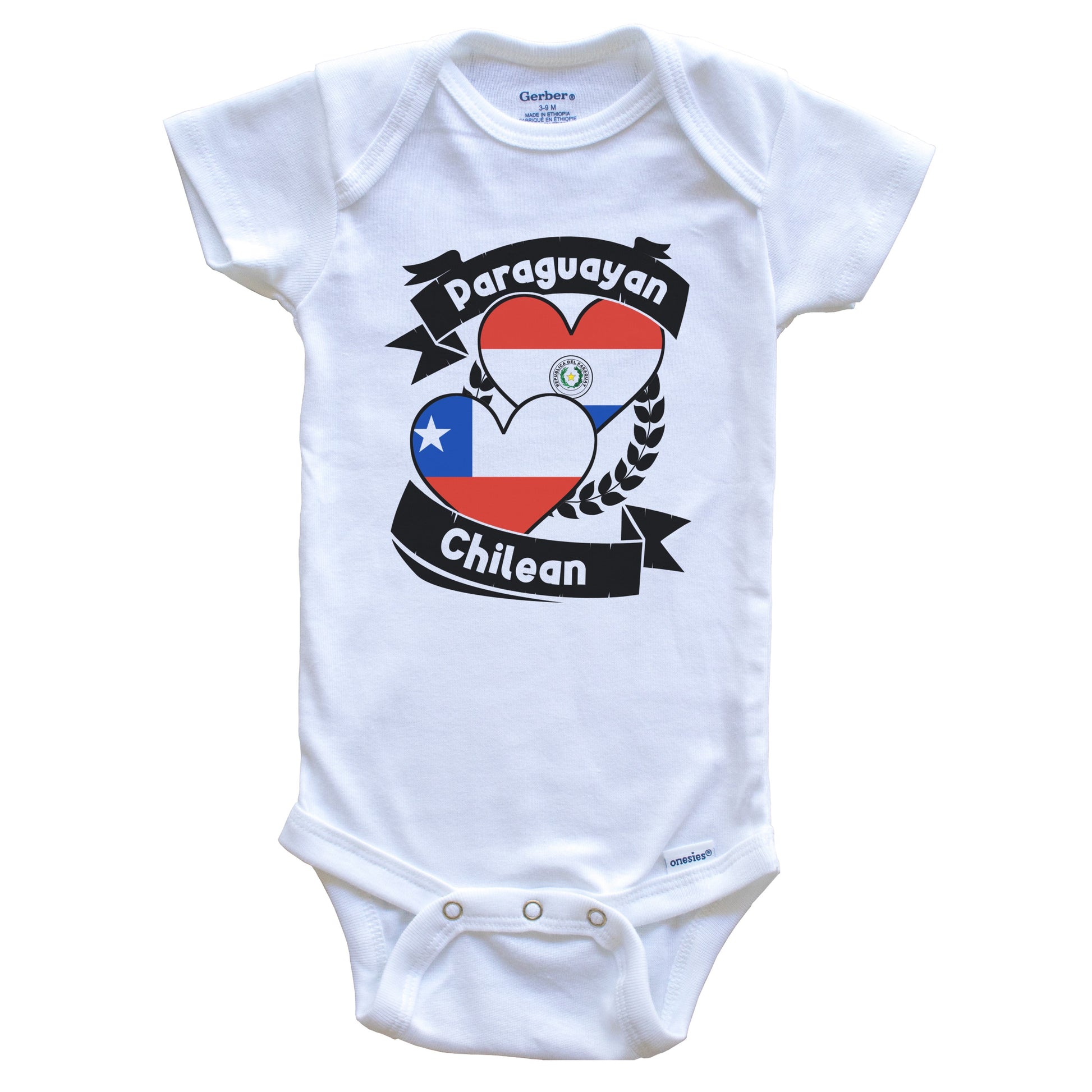 Paraguayan Chilean Heart Flags Paraguay Chile Baby Bodysuit