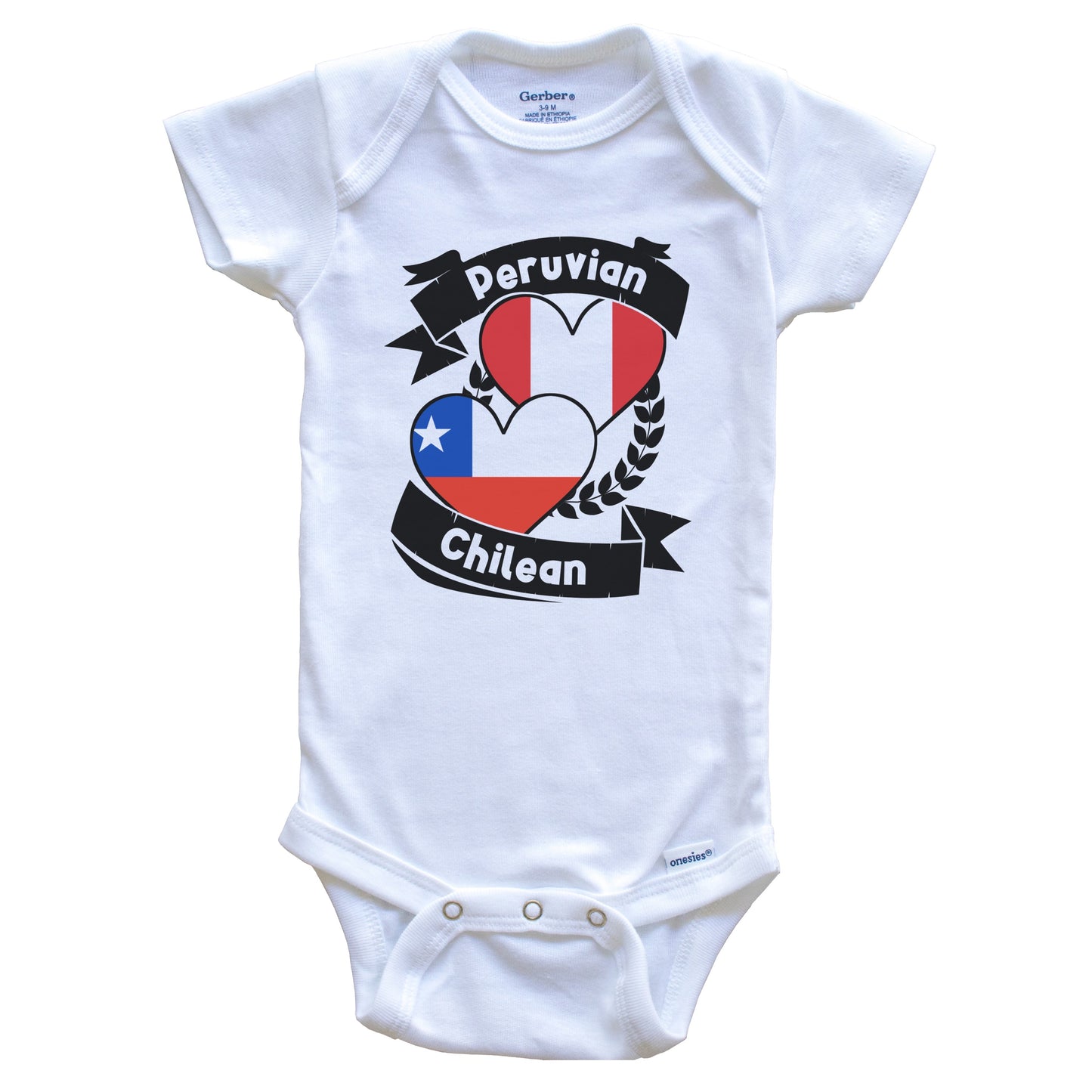 Peruvian Chilean Heart Flags Peru Chile Baby Bodysuit