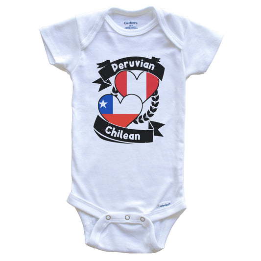 Peruvian Chilean Heart Flags Peru Chile Baby Bodysuit