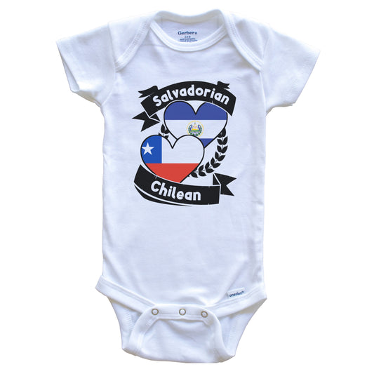 Salvadorian Chilean Heart Flags El Salvador Chile Baby Bodysuit