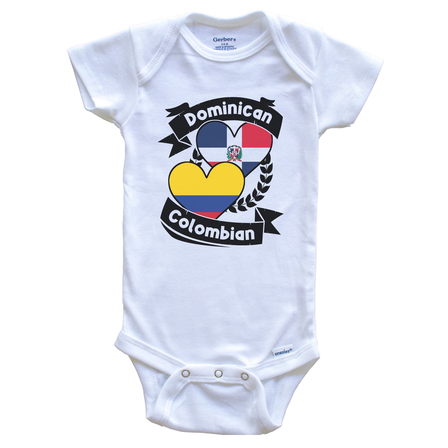 Dominican Colombian Heart Flags Dominican Republic Colombia Baby Bodysuit