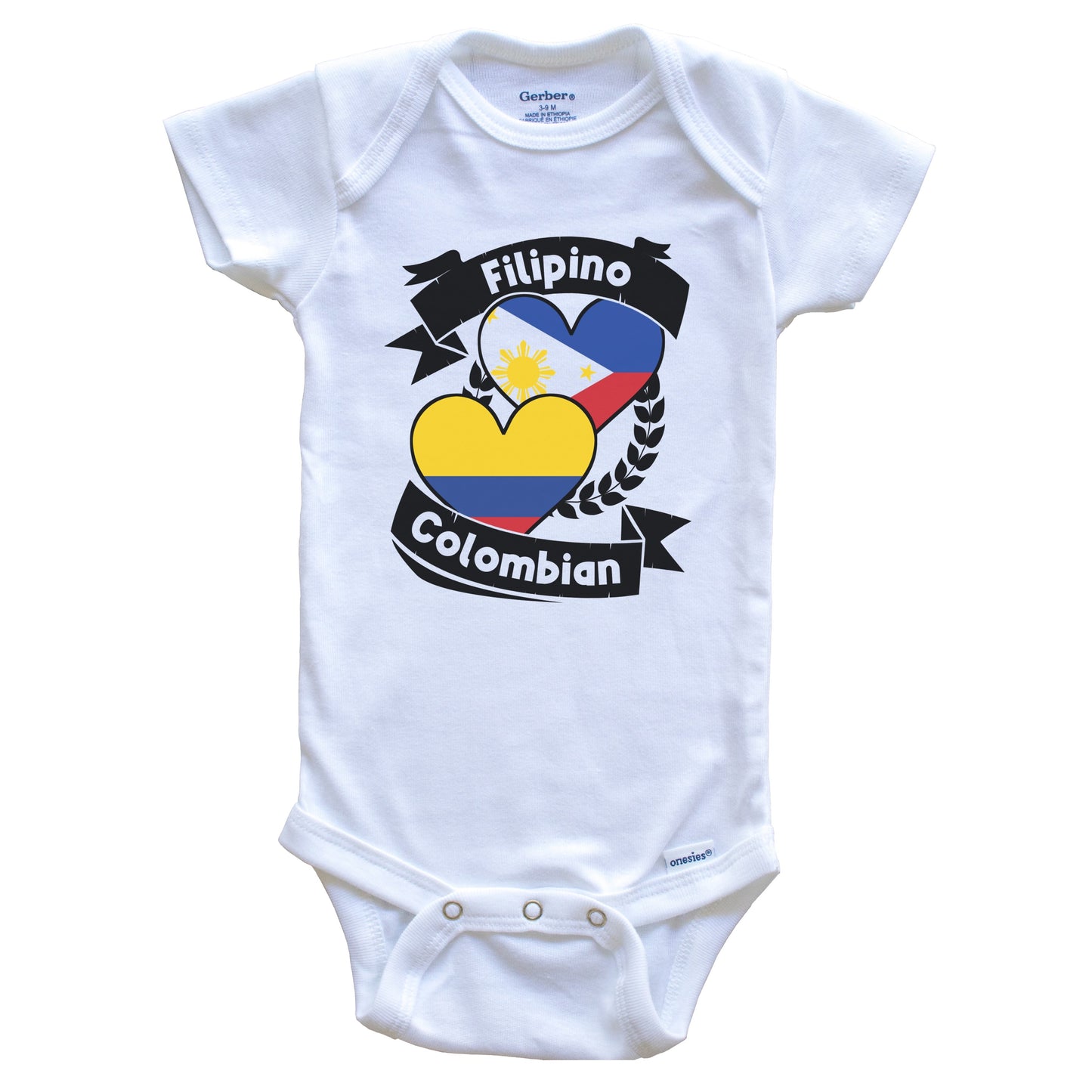 Filipino Colombian Heart Flags Philippines Colombia Baby Bodysuit